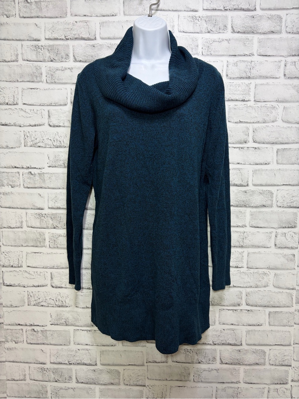 AB Studio’s Cozy Cowl Neck Longline Sweater - Teal